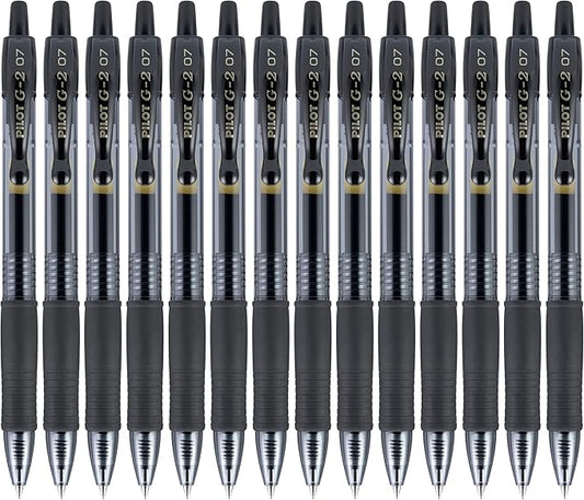 Pilot G2 Premium Gel Roller Pens 0.7, Fine Point Smooth Writing Pens Black, Pack of 14