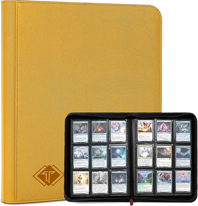 Trading Card Binder, Card Binder Album Folder Book Fit for MTG Baseball Football Sports Cards, Easy to Use Card Collection Binder (Yellow, 432 Pockets)