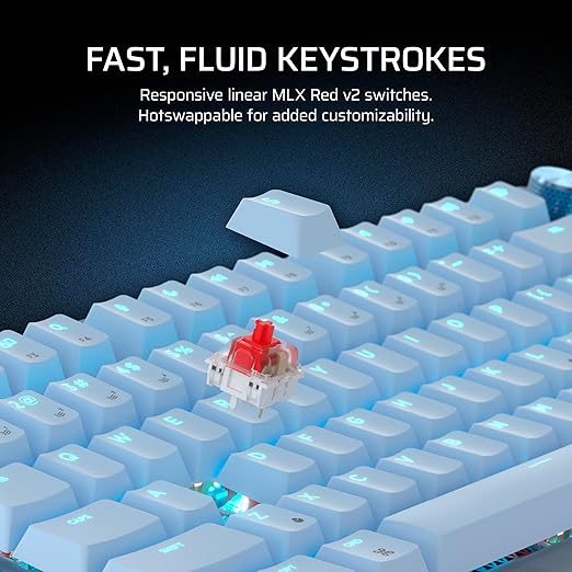 Corsair K65 Plus Wireless 75% RGB Hot-Swappable Mechanical Gaming Keyboard for Mac and iPad – Pre-Lubricated MLX Red v2 Linear Switches, Sound Dampening – QWERTY NA Layout – Frost White