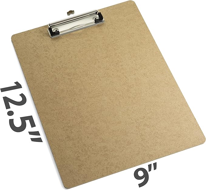 Officemate Recycled Wood Clipboards, Low Profile Clip, 12 Pack Clipboards, Letter Size (9 x 12.5 Inches), Brown (83812)