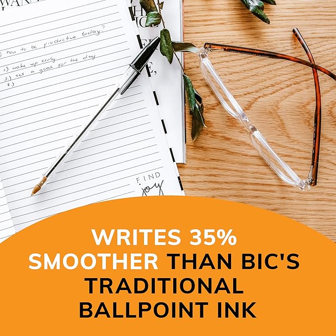 BIC Cristal Xtra Smooth Black Ballpoint Pens, Medium Point (1.0mm), 12-Count, Extra Smooth and Reliable Ballpoint Pens (Pack of 2)