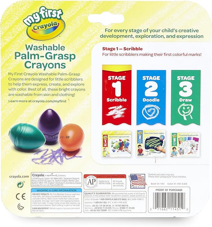 Crayola; My First Crayola; Palm-Grip Crayons; Art Tools; 6 Count; Designed for Toddlers
