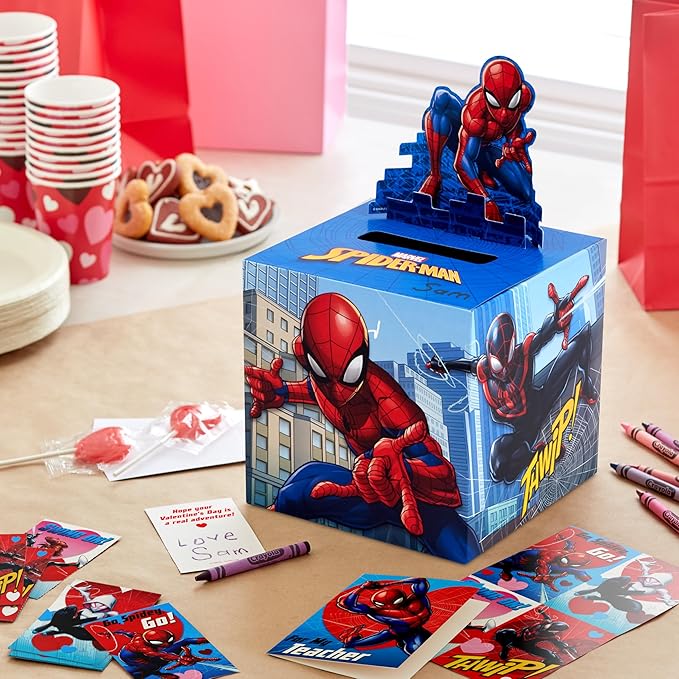 Hallmark Marvel Spider-Man Valentines Day Cards and Mailbox for Kids School Classroom Exchange (1 Box, 32 Valentine Cards, 1 Teacher Card)