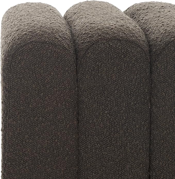SAFAVIEH Home Collection Joseph Brown Boucle Channel Tufted Square Ottoman Seat Foot Rest (Fully Assembled)