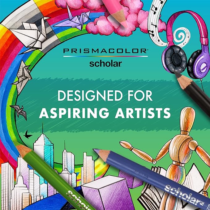 Prismacolor Scholar Colored Pencils, Art Supplies Perfect for Sketching, Drawing, Coloring, Assorted, 60 Count