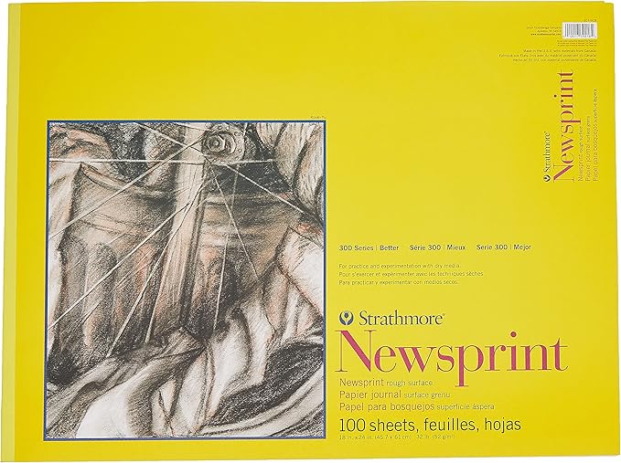 Strathmore 300 Series 18" x 24" Tape Bound Newsprint Sketch Pad, 100 Sheets/Pad (STTP3079181)