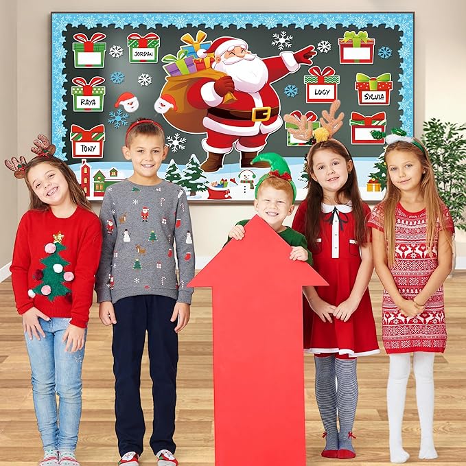 Aneco Christmas Bulletin Board Decorations Xmas Border Trim Christmas Party Supplies Classroom Decoration Cutouts for School Home Wall Decor