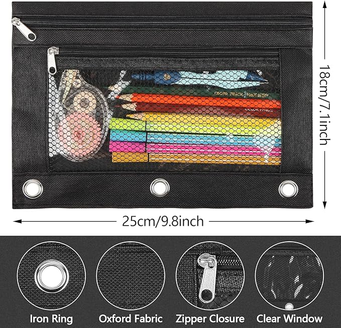 48+2PCS Multi-Color A4 3 Ring Binder Pocket Folders with Pockets, Bulk Zipper Pouch, 3 Ring Folder for Binder Organizer with Label, Letter Size Plastic Envelopes with Snap Closure