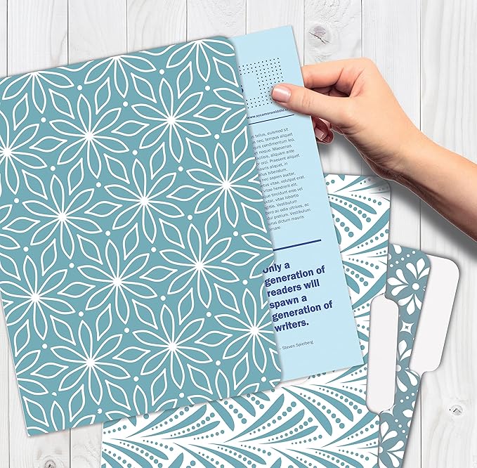 Better Office Products Decorative File Folders, 12 Pack, 6 Unique Designs, Heavyweight, Letter Size (9.5 x 11.5) with 1/3 Cut Tab, Soft Hue Floral Designs, Fashion Folders