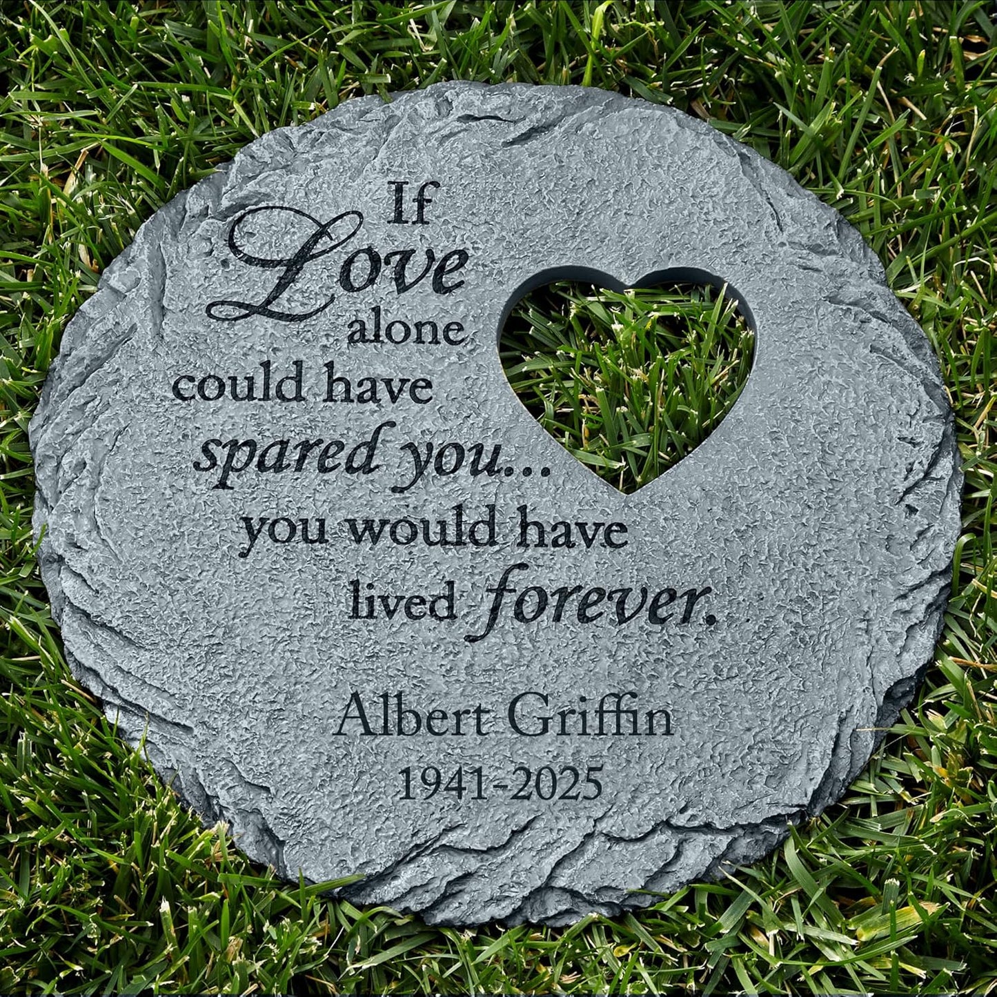 Let's Make Memories Personalized Memorial Stone - Sympathy Garden Marker - Durable, Weather-Resistant Cast Resin - Engraved with Your Loved One's Name - Personalized Condolences - 12" Diameter