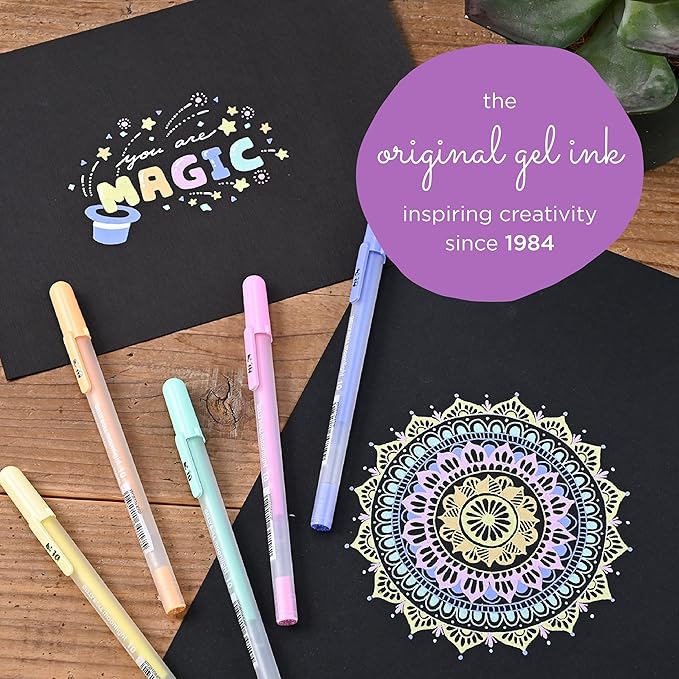 SAKURA Gelly Roll Moonlight Gel Pens - Bold Point Opaque Ink Pen for Journaling, Art, or Drawing - Great for Art Gifts, Holiday Gifts & DIY Projects - Bold Line - Assorted Pastel Ink - 10 Pack