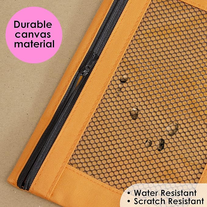 BAZIC PRODUCTS Pencil Pouch 3 Ring Binder Pouch w/Rivet Enforced Rings Holes, Pastel Color Mesh Window Zipper Pouchesr, 24-Pack