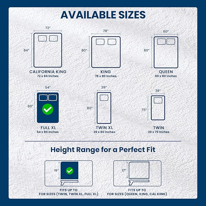 Utopia Bedding Waterproof Mattress Protector Full XL Size, Premium 200 GSM Terry Mattress Cover, Soft & Breathable Bed Cover, Fitted Sheet Style with Stretchable Deep Pockets 15" (White)