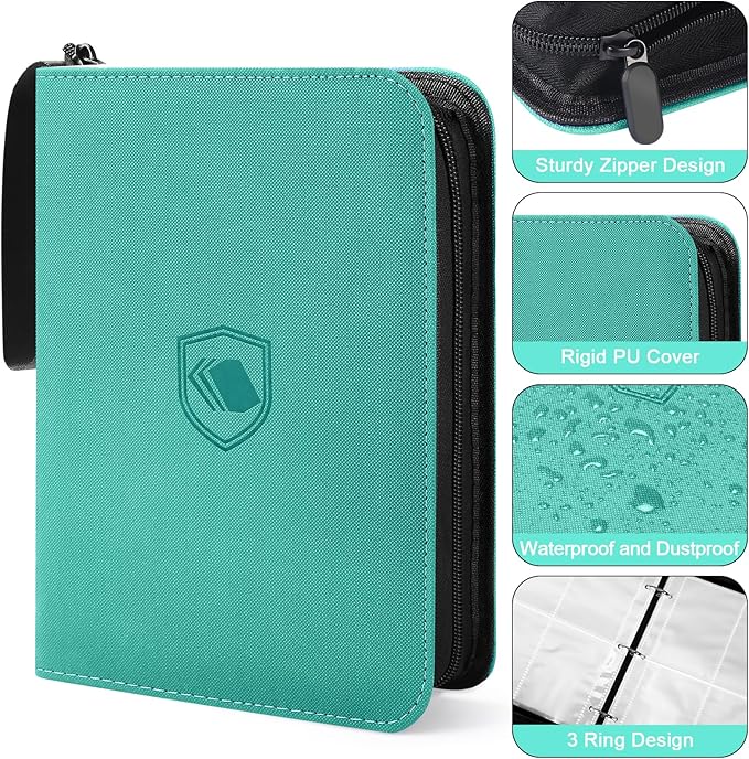 440 Pockets Trading Card Binder, PU Cover Zipper Card Collection Album, Sturdy Card Folder Holder for MTG, TCG, Game Cards, Sports Cards