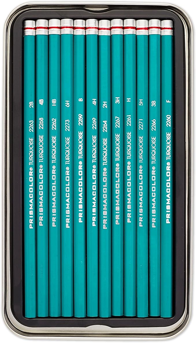 Prismacolor Premier Turquoise Graphite Sketching Pencils, Medium Leads, Adult Coloring, 12 Pack