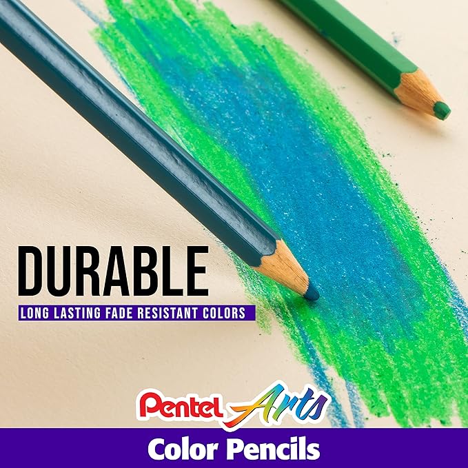Pentel Arts Colored Pencils, Assorted Colors, Set of 12 (CB8-12)