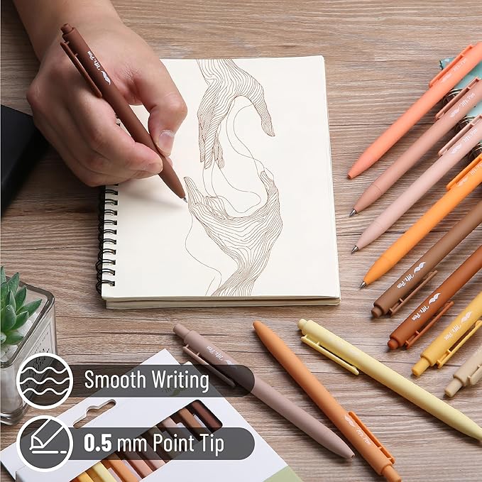 Mr. Pen- Retractable Gel Pens for Journaling, 12 Pack, Assorted Color Ink(Autumn Leaves), Fast Dry, Colorful & Soft grip Barrels, 0.5mm Fine Point Aesthetic Pens