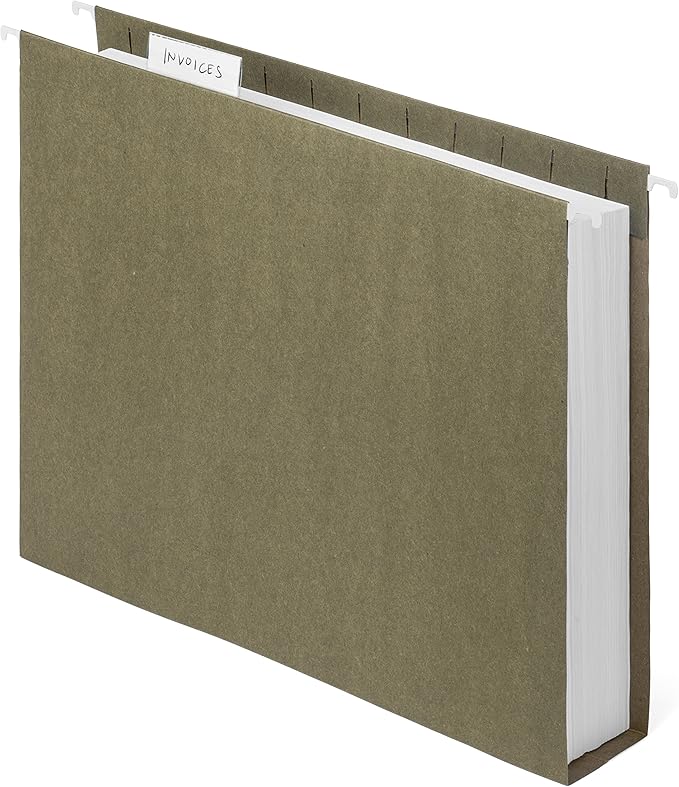 Blue Summit Supplies 25 Pack Extra Capacity Hanging File Folders Letter Size, Expandable Hanging File Folders, Heavy Duty 2 Inch Expansion, Designed for Wide, Bulky Files and Charts