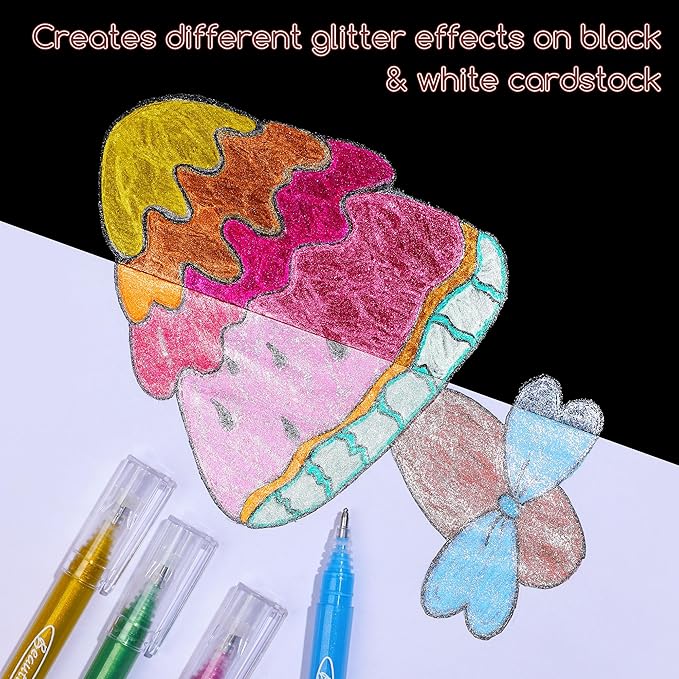 Glitter Gel Pens, 24 Pack Super Glitter Colors Paint Pens 1.0mm Fine Tip Large Capacity Colored Drawing Pens Sparkle Paint Pen for Kids Adults DIY Craft Making, Coloring, Doodling, Scrapbooking