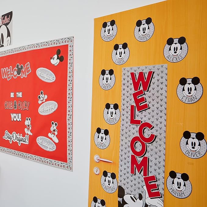 Eureka Disney Retro Mickey Mouse Welcome Vertical Classroom Banner for Teachers, 12" x 45"