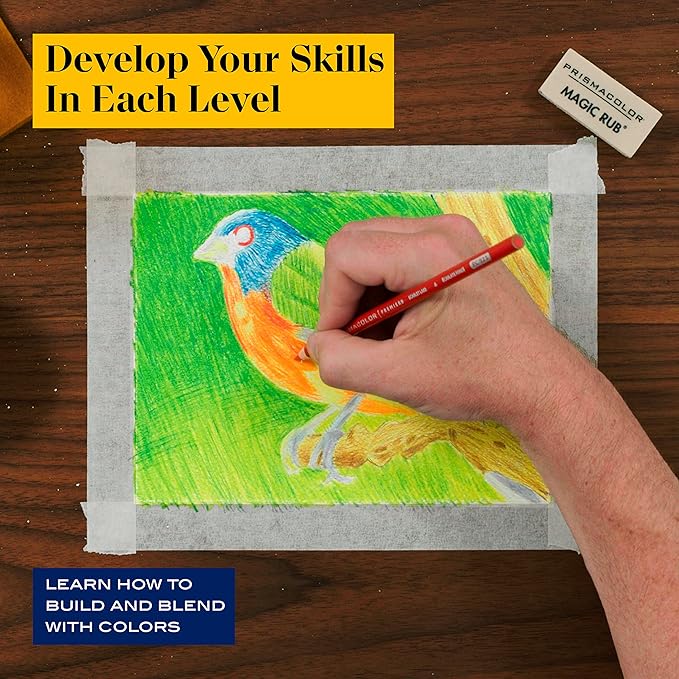 Prismacolor Technique, Art Supplies and Digital Art Lessons, Animal Drawings Set, Level 2, How to Draw Animals with Colored Pencils, Dual-Ended Markers, and More, Bird Drawing Lesson, 27 Count
