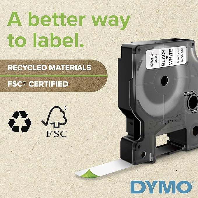 DYMO Rhino Industrial Permanent Polyester Labels, 3/4", Black Print on Metallic Tape