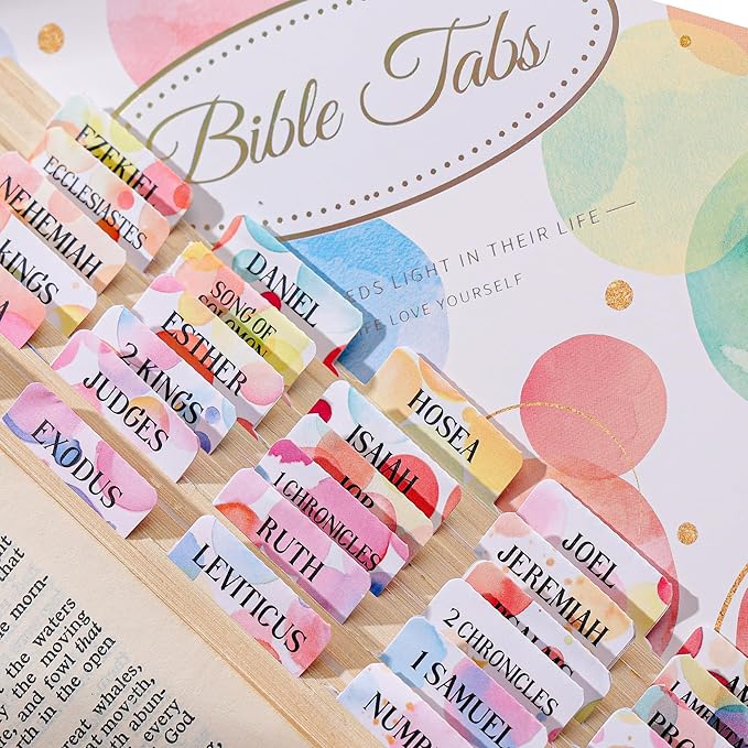 Bible Tabs for Women, 66 Large Print Laminated Bibles Chapters Index Tabs and 39 Blank Dividers Sticky Labels, Cute Beauty Bubble Bible Study Supplies, Journaling Accessories, Christian Gifts for Men