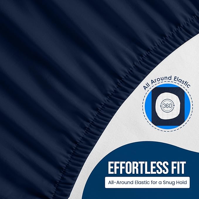 Utopia Bedding Waterproof Mattress Protector Queen Size, Premium 200 GSM Terry Mattress Cover, Soft & Breathable Bed Cover, Fitted Sheet Style with Stretchable Deep Pockets 17" (Navy Blue)