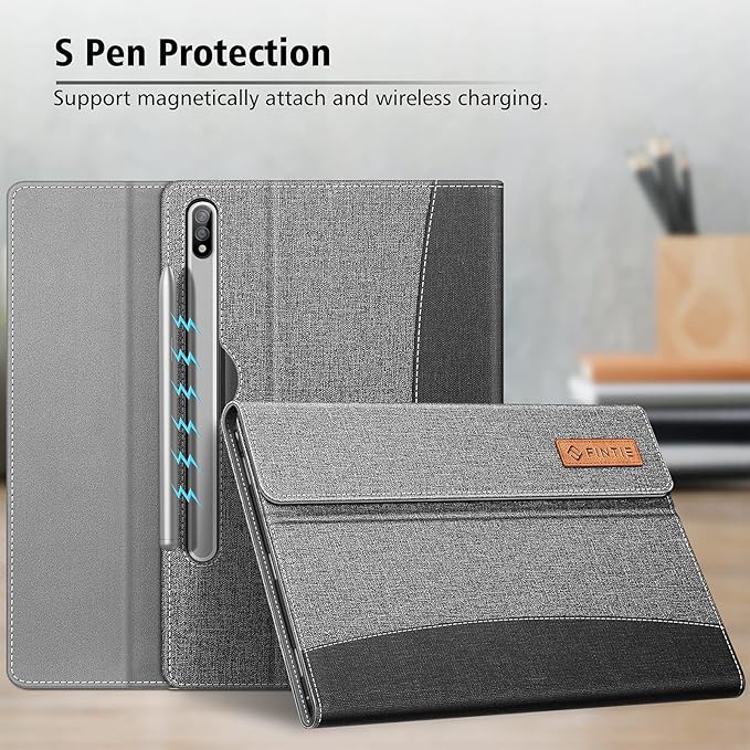 Fintie Case for Samsung Galaxy Tab S8/Tab S7 11 Inch (Model SM-X700/X706/T870/T875/T878) with Built-in S Pen Holder, Multiple Angle Portfolio Business Cover with Pocket Auto Sleep/Wake, Gray
