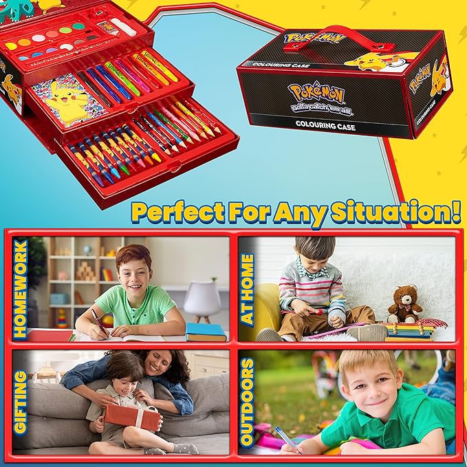 Pokemon Art Set, Colouring Sets for Children, Over 40 Art Supplies for Kids
