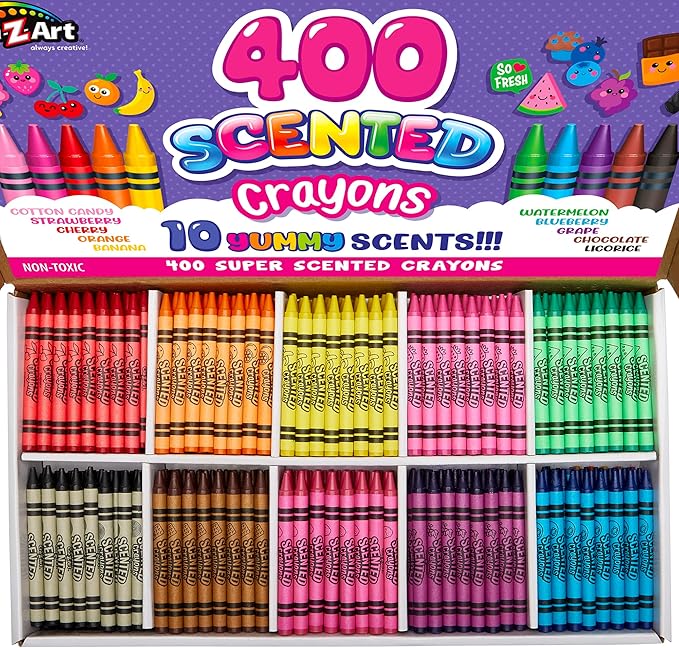 Cra-Z-Art Scented Crayon Bulk Pack 400ct 10 Assorted Colors & Delicious Scents, Great For Back To School, In Classroom & Supply Room For Teachers, Birthday Party Favor Bags