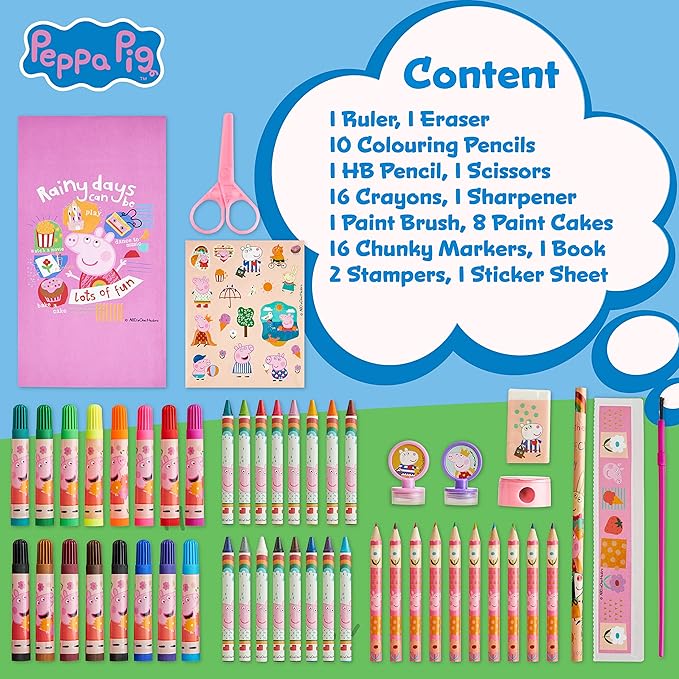 Peppa Pig Kids Art Set with Travel Case - Complete Drawing and Coloring Kit