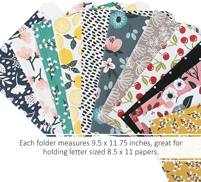 Cute File Folders, Set of 12 3-Tab Letter Size Decorative File Folders Boho Manilla 8.5 x 11 – Pretty Designer Home Office School Supplies (Mesmeric)