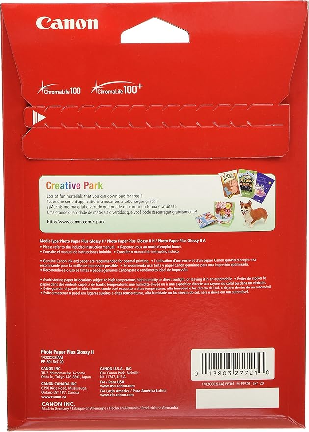 CanonInk 1432C002 Photo Paper Plus Glossy II 5" x 7" 20 Sheets