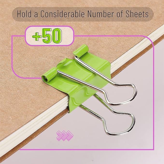Mr. Pen- Binder Clips, 100 pcs, 0.75", Small Size, Colored Binder Paper Clips, Bulk Paper Clamps for Office Supplies, Home, School, Business, Document Organizing