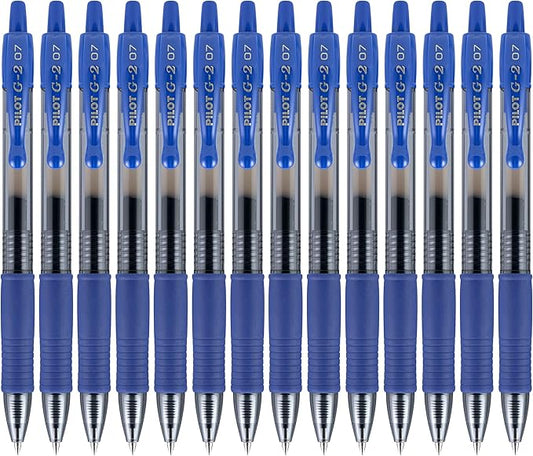 Pilot G2 Premium Gel Roller Pens Fine Point 0.7 mm, Blue Ink Pens Fine Point, Pack of 14 - Ideal for School, Journaling, and Office Writing