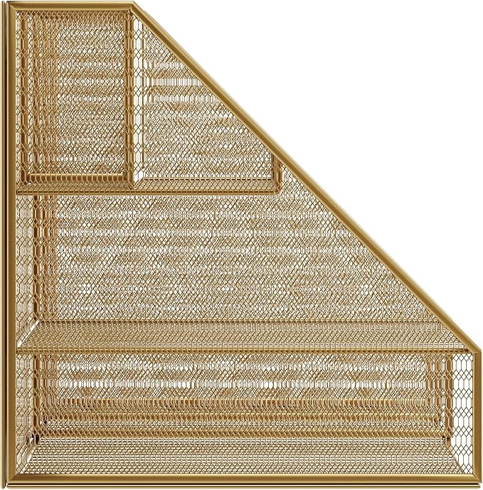 Martha Stewart Ryder Gold Mesh Metal Large Desktop Organizer with Magazine File Holder, Pen Holder, and Storage