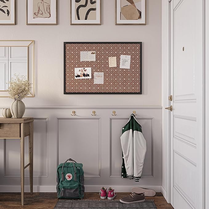 U Brands Fashion Cork Bulletin Board, 36 X 24 Inches, Black Wood Frame