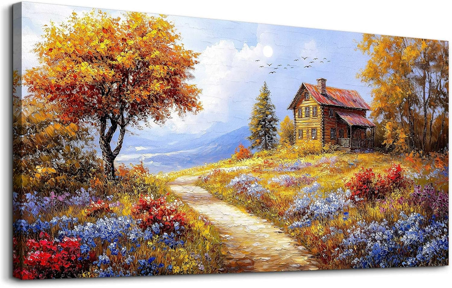 ZUITINGHUA Canvas Wall Art For Living Room Large Wall Decor For Office Bedroom Decorations Yellow Tree Landscape Pictures Farmhouse Painting Artwork Room Wall Mural Aesthetic Home Decor 30x60 In