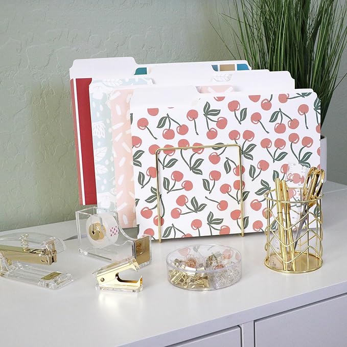 Cute File Folders, Set of 24 3-Tab Letter Size Decorative File Folders Boho Manilla 8.5 x 11 – Pretty Designer Home Office School Supplies (Enchantment)