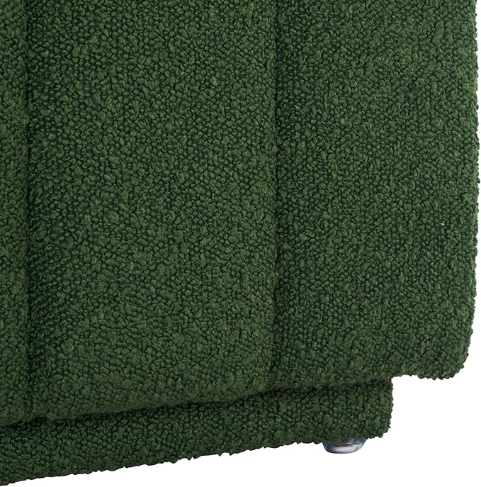 SAFAVIEH Home Collection Joseph Pine Green Boucle Channel Tufted Square Ottoman Seat Foot Rest (Fully Assembled)