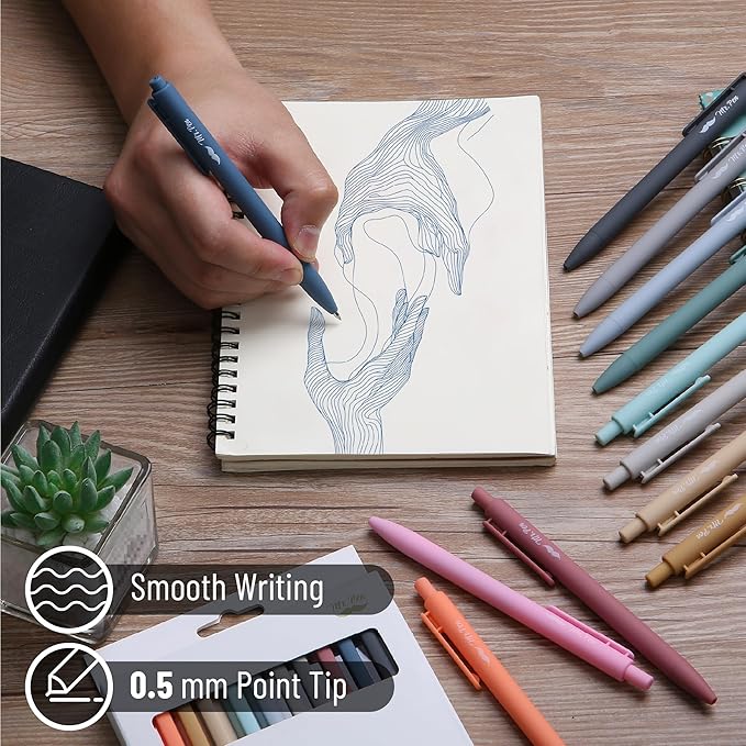 Mr. Pen- Retractable Gel Pens for Journaling, 12 Pack, Assorted Color Ink(Sweet Haze), Fast Dry, Colorful & Soft grip Barrels, Smooth Writing, 0.5mm Fine Point Aesthetic Pens