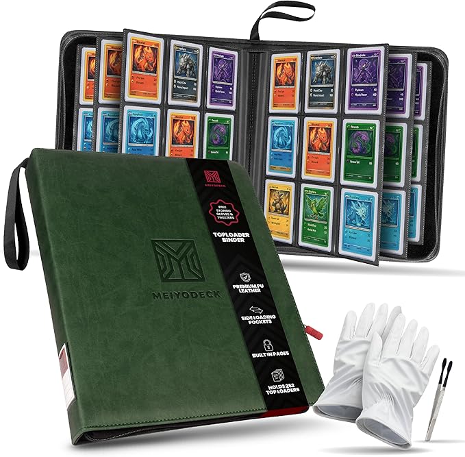 Toploader Binder | Holds 252 Toploaders | 9-Pocket | Ringless Double-Sided Pockets | Includes Collector Tweezers & Gloves | Premium Top Loader Binder for Trading Cards, Pokemon, Yu-Gi-Oh & TCG