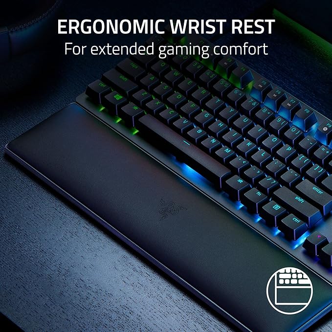 Razer Huntsman V2 TKL Tenkeyless Gaming Keyboard: Fast Linear Optical Switches Gen2 w/Sound Dampeners & 8000Hz Polling Rate - Detachable TypeC Cable - Doubleshot PBT Keycaps - Ergonomic Wrist Rest