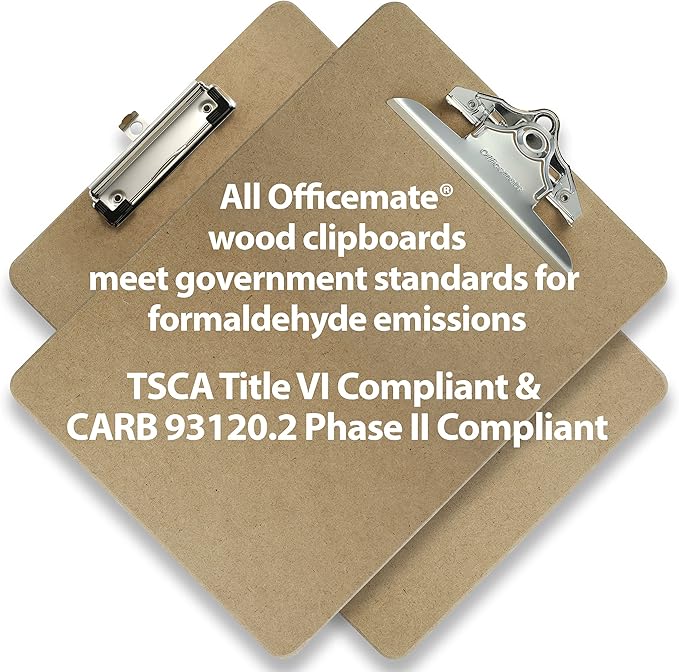 Officemate Recycled Wood Clipboards, Low Profile Clip, 6 Pack Clipboards, Letter Size (9 x 12.5 Inches), Brown (83806)