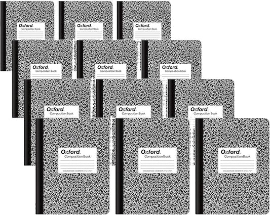 Oxford Composition Notebooks, College Ruled Paper, 9-3/4 x 7-1/2 Inches, 100 Sheets, Black, 6 Count (63767) (Pack of 4)
