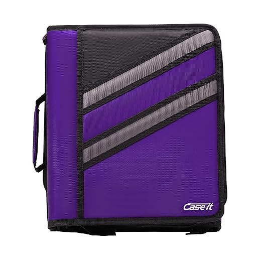 Case-it The Z Shape Zipper - Two s in One - Double Sided 1.5 Inch D-Ring - Multiple Pockets - 500 Page Capacity - Comes with Shoulder Strap, Deep Purple, Z-176