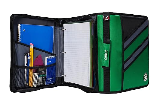 Case-it The Z Shape Zipper Binder - Two Binders in One - Double Sided 1.5 Inch D-Ring - Multiple Pockets - 500 Page Capacity - Comes with Shoulder Strap, Blue Z-176