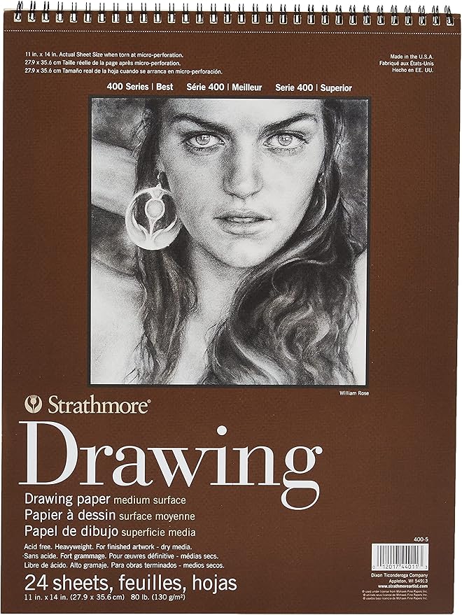 Strathmore Medium Drawing Spiral Paper Pad 11"X14"-24 Sheets -400500