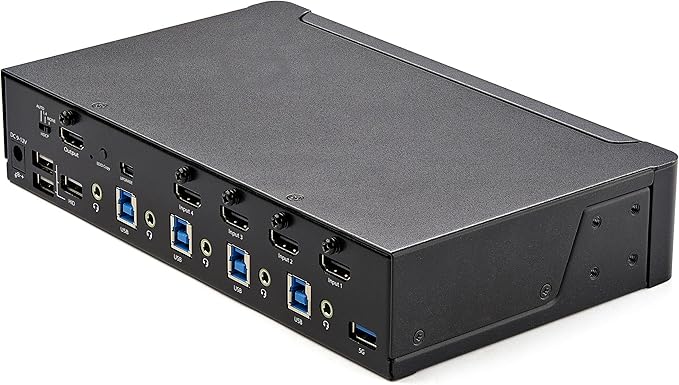 StarTech.com 4 Port HDMI KVM Switch - Single Monitor 4K 60Hz Ultra HD HDR - Desktop HDMI 2.0 KVM Switch with 2 Port USB 3.0 Hub (5Gbps) and 4X USB 2.0 HID, Audio - Hotkey Switching - TAA